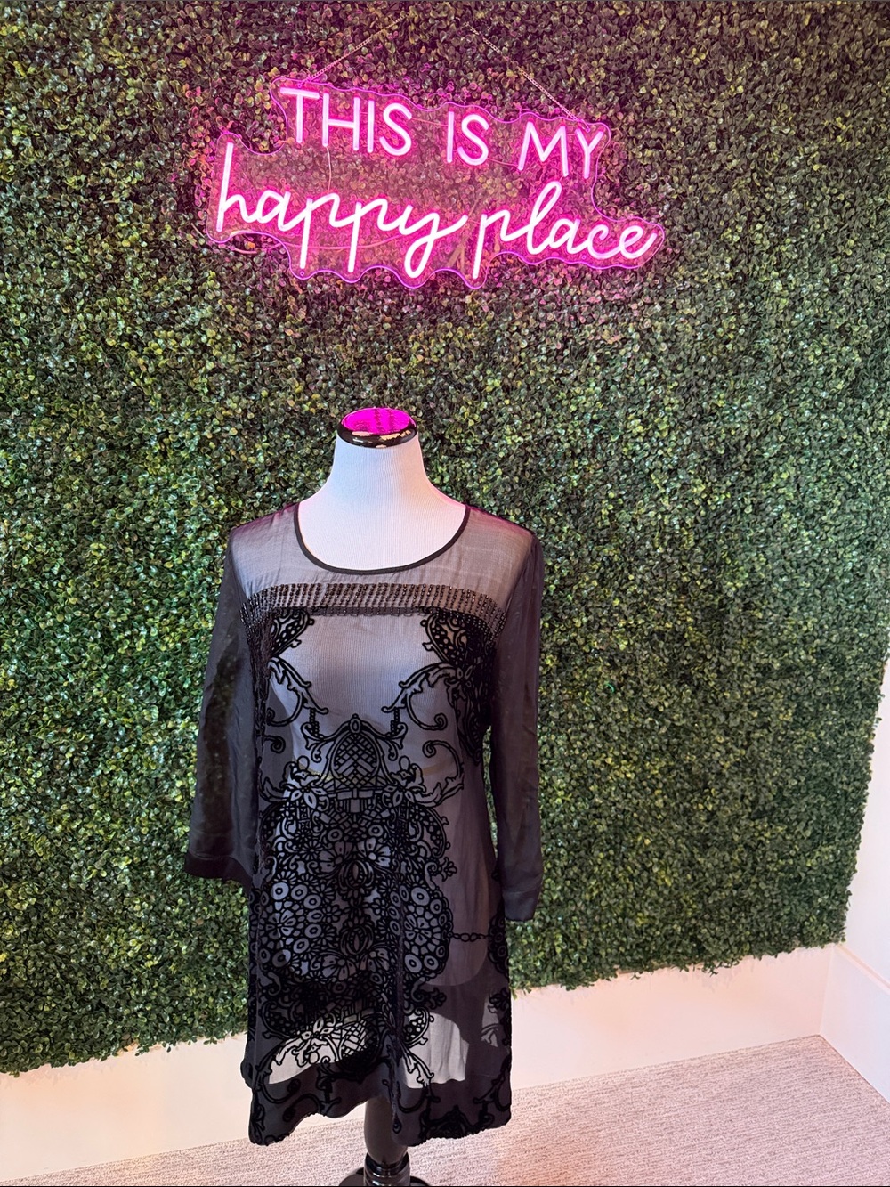 4 Love & Liberty / Johnny Was Sheer Black Tunic